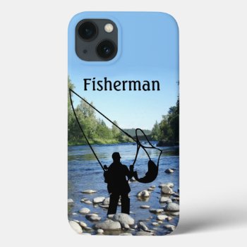 Sports Fly Fishing Fisherman In Stream Personalize Iphone 13 Case by lloydzlenz at Zazzle