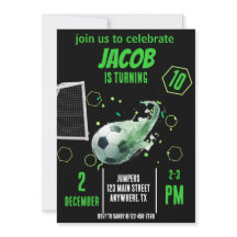 Sports Flying Soccer Goal Birthday Invitation