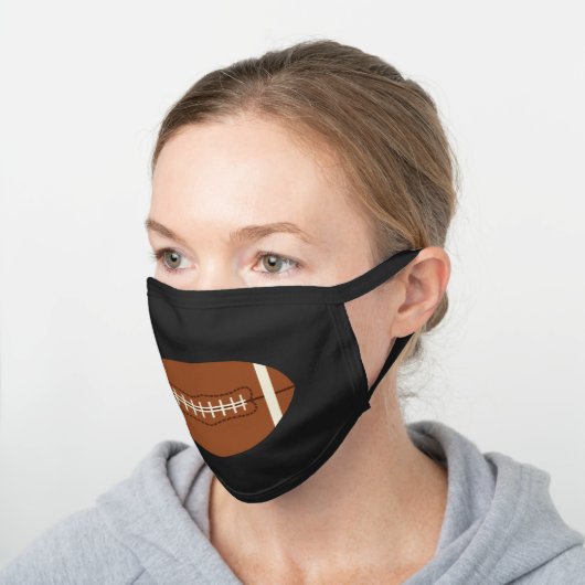 Sports Football Athletic Black Cotton Face Mask (Angled)