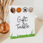 Sports Football Basketball Baseball Gift Table Pedestal Sign<br><div class="desc">This is a Sports Football Basketball Soccer Baseball Gift Table Sign!</div>