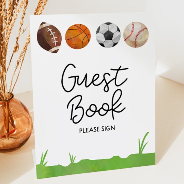 Sports Football Basketball Baseball Guest Book Pedestal Sign (Creator Uploaded)