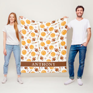 Sports Football, Basketball, Baseball Personalized Fleece Blanket