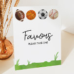 Sports Football Basketball Soccer Baseball Favors Pedestal Sign<br><div class="desc">This is a Sports Football Basketball Soccer Baseball Party Favors Table Sign!</div>