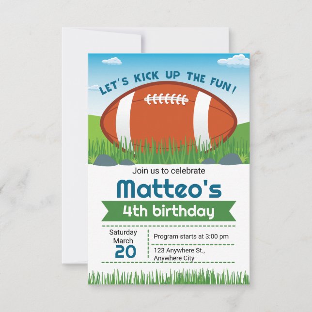 Sports Football Birthday Invitation (Front)