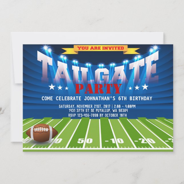 Sports Football Birthday Party Card (Front)