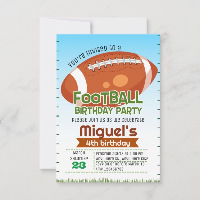 Sports Football Birthday Party Invitation (Front)