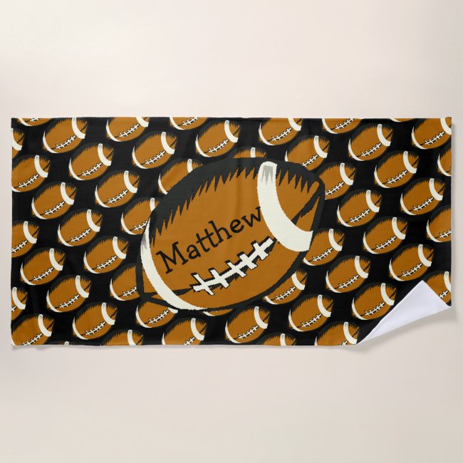 Sports Football Black and Brown Beach Towel
