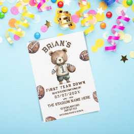 sports football first year down boy 1st birthday invitation