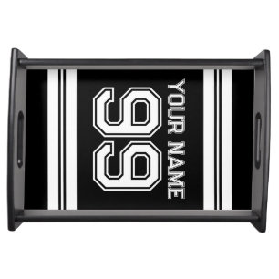 Sports football jersey number athletic stripes serving tray