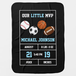 Sports Football Soccer Baseball Basketball Birth Baby Blanket