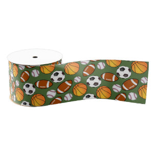 Sports football soccer baseball basketball Pattern Grosgrain Ribbon
