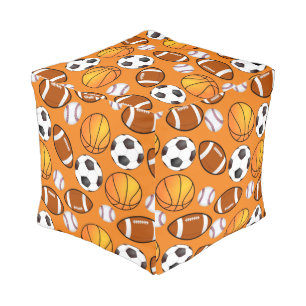 Sports football soccer baseball basketball Pattern Pouf