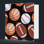 SPORTS FUN Baseball Football Basketball Pattern 3 Ring Binder<br><div class="desc">SPORTS Football Baseball Basketball Fun Colorful Pattern Celebrate your love of sports with this awesome design featuring the iconic orange basketballs, red-laced white baseballs, and brown-leather American footballs. We also have designs for each of these specific sports. So if you're gaming up for the up-coming baseball season, you can take...</div>
