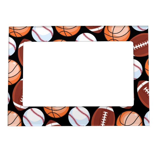 SPORTS FUN Baseball Football Basketball Pattern Magnetic Frame (Front)