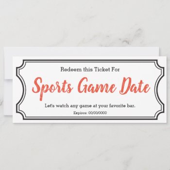 Sports Game Date Iou Ticket by LaurEvansDesign at Zazzle