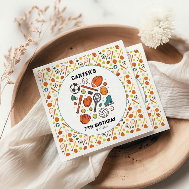 Sports Game Time All-Star Birthday | Kids Sport Napkins (Sports Game Time All-Star Birthday | Kids Sport napkins)