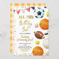 Sports Game Time Birthday Invitation