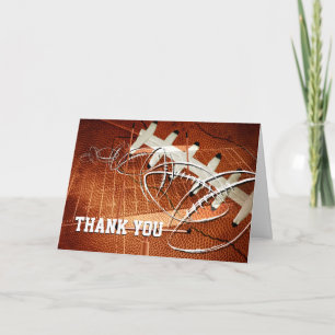 sports gear football grunge graphics letterpress thank you card