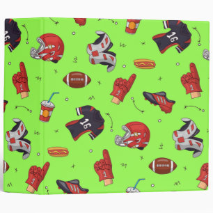Sports gear on green 3 ring binder