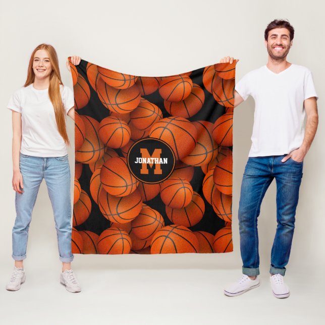 sports gifts boys girls personalized basketball fleece blanket (In Situ)
