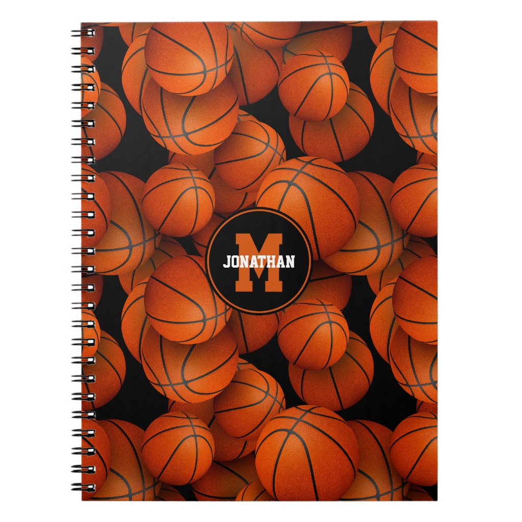 boys girls personalized basketball spiral notebook