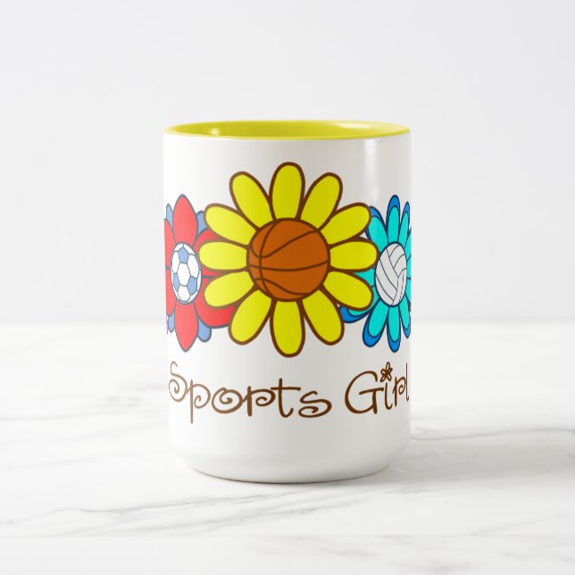 Sports Girl - Basketball Two-Tone Coffee Mug (Center)