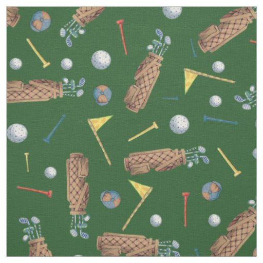 Sports Golf Equipment on Green Pattern Fabric