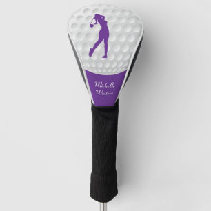 Sports Golfer Female Purple Silhouette Golf Head Cover