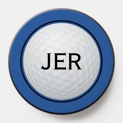 Sports Golfer Monogram Golf Ball Cool Blue Black PopSocket