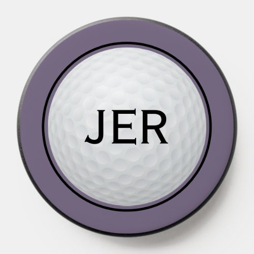 Sports Golfer Monogram Golf Ball Cool Purple Black PopSocket