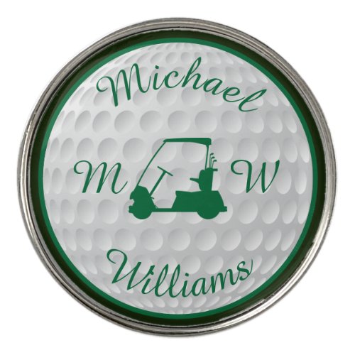 Sports Green Golf Buggy Cart Graphic Silhouette Golf Ball Marker