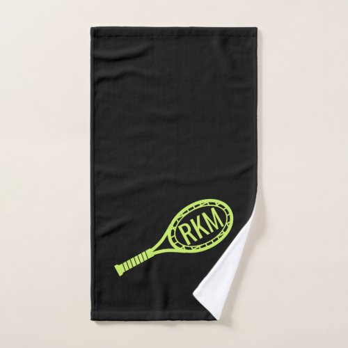 Sports Hand Towel for Tennis Monogram Simple Black