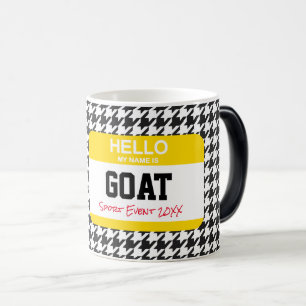 Sports Hello My Name Is GOAT Houndstooth Year Fun Color Morph Mug