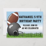 Sports Helmet/Ball/Grass Football Birthday Party Invitation