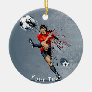 SPORTS High Kick on Soccer Field Ceramic Ornament