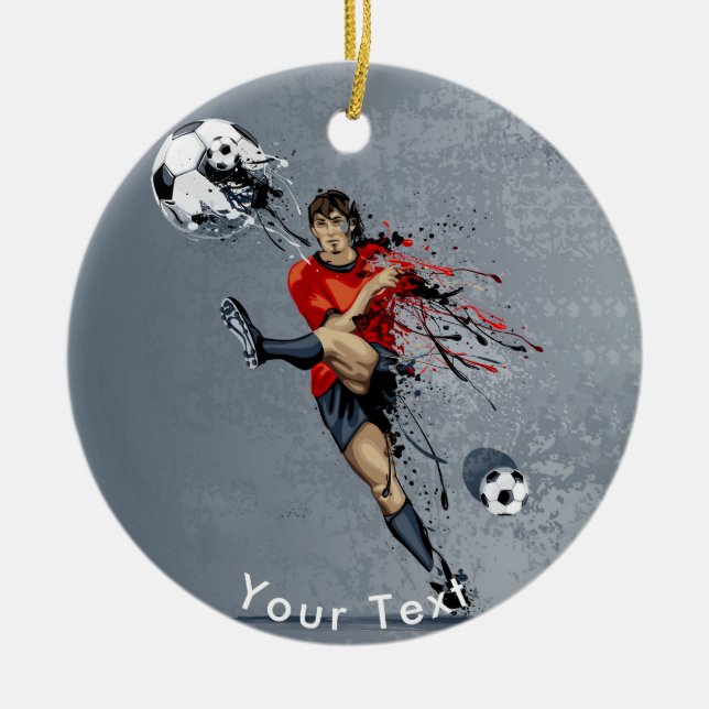 SPORTS High Kick on Soccer Field Ceramic Ornament (Front)