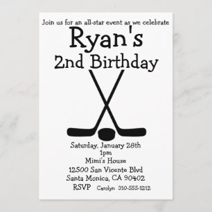 Sports Hockey Birthday Ice Hockey Invitations