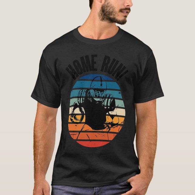 Sports  Home Run Baseball Football Player Sunset T-Shirt (Front)