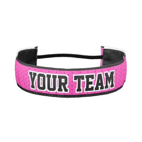 Sports Hot Pink Black Outines Varsity Basketball Athletic Headband