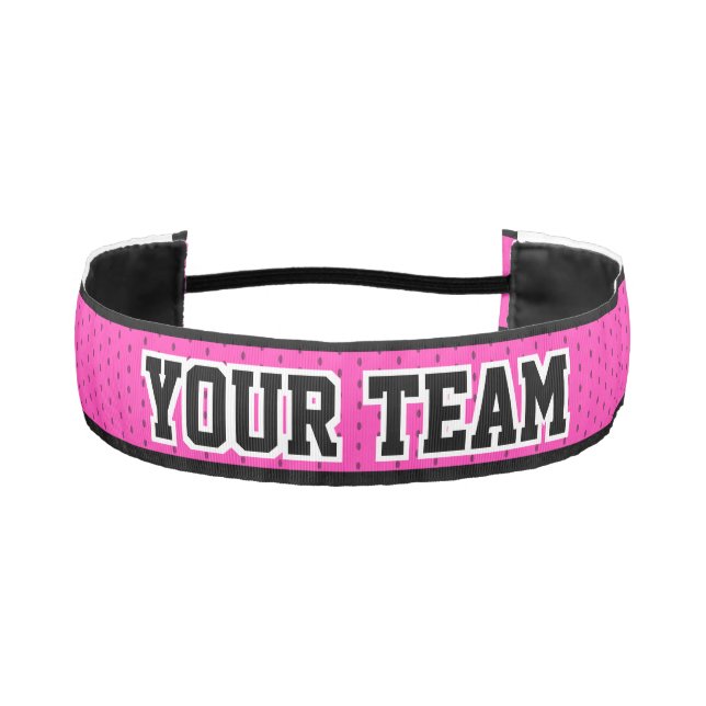 Sports Hot Pink Black Outines Varsity Basketball Athletic Headband (Front)