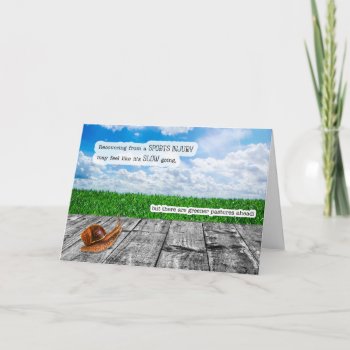 Sports Injury Get Well Snail Pace Greener Pasture Card by SalonOfArt at Zazzle
