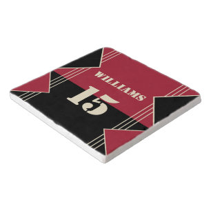 Sports Inspired Red & Black stone trivet