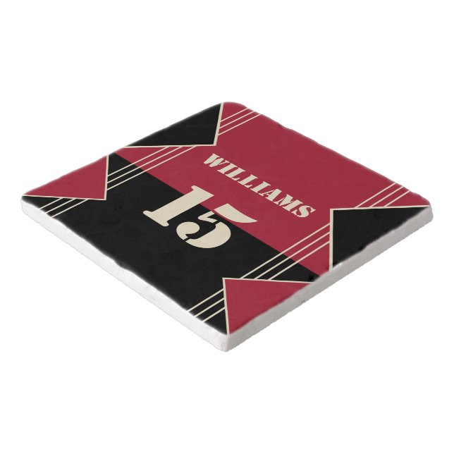 Sports Inspired Red & Black stone trivet (Corner)