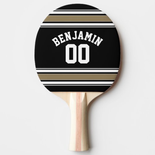 Sports Jersey Black and Gold Stripes Name Number Ping_Pong Paddle