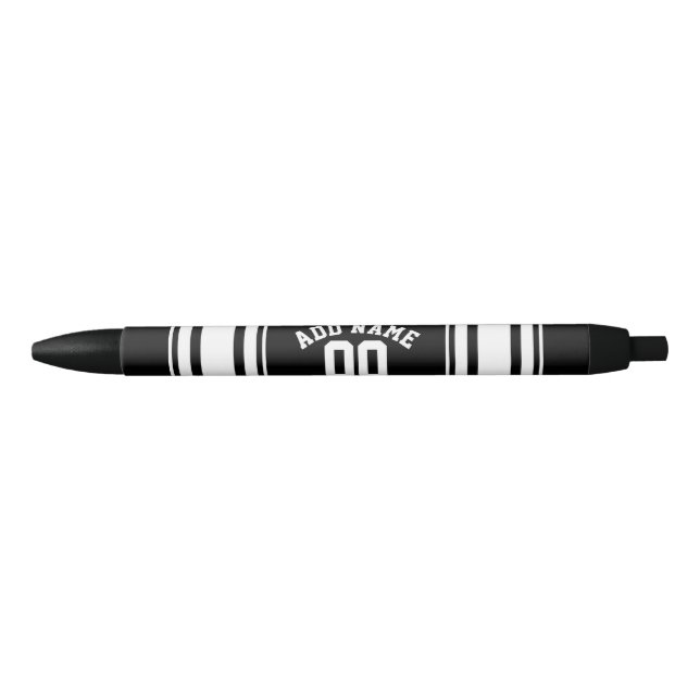 Sports Jersey Black and White Stripes Name Number Pen (Front)