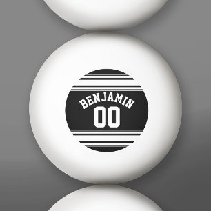 Sports Jersey Black and White Stripes Name Number Ping Pong Ball