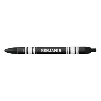 Sports Jersey Black and White Stripes Personalized Black Ink Pen