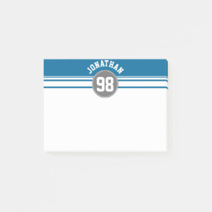 Sports Jersey Blue and Gray Stripes Name Number Post-it Notes