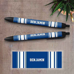 Sports Jersey Blue and White Stripes Personalized Pen