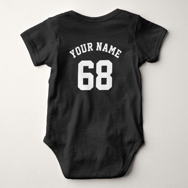 Sports Jersey Custom Name and Number Backside Baby Bodysuit (Back)